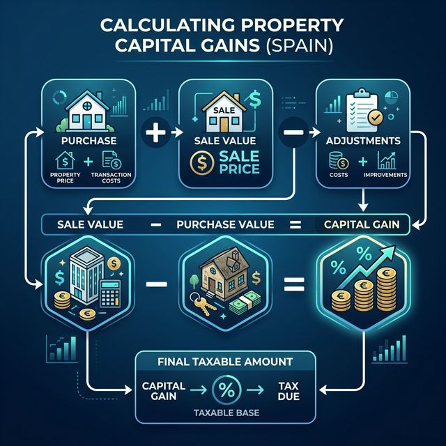 Cálculo de la ganancia patrimonial por venta de inmueble - diagrama